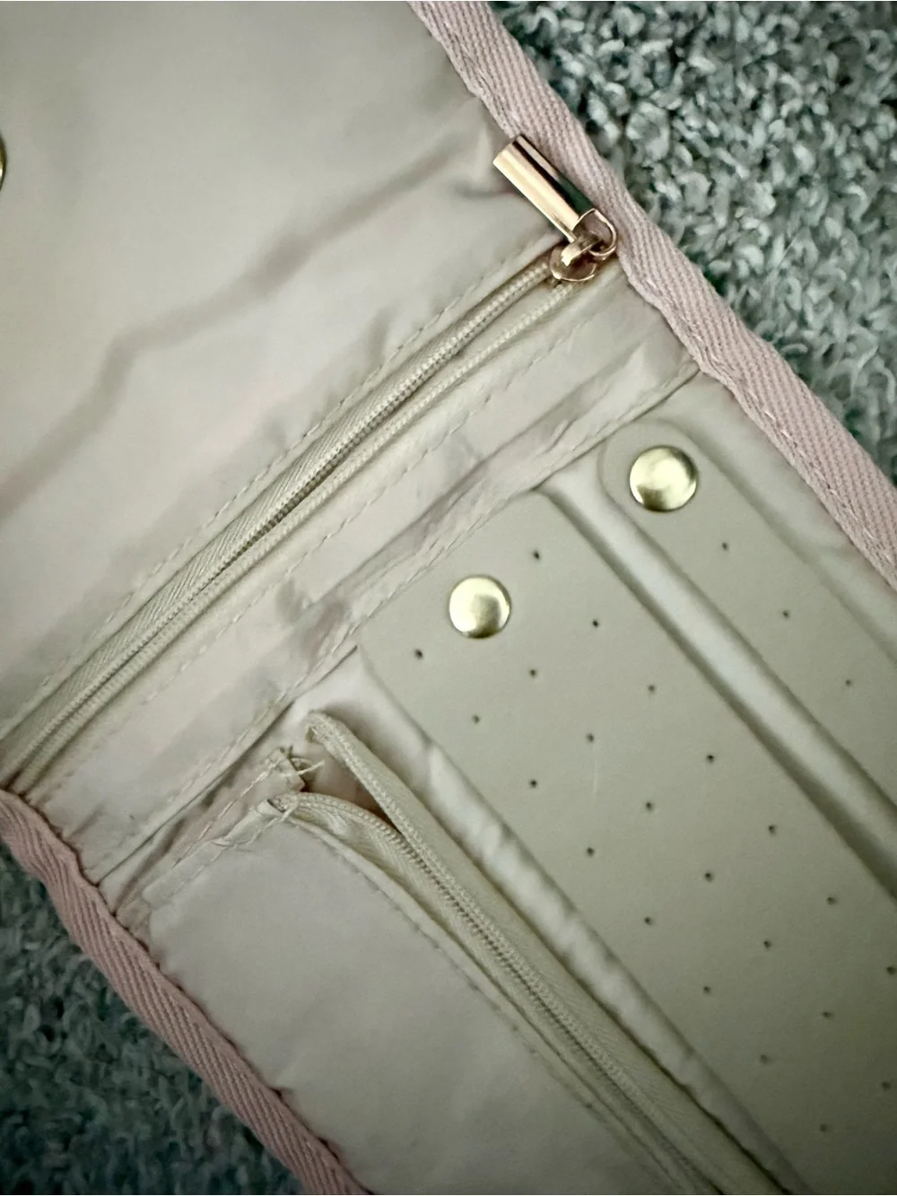 Pink Quilted Travel Jewelry Roll